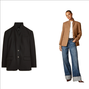 J Crew Standing collar blazer in wool-blend flannel CN789 NWT Size 16 Black